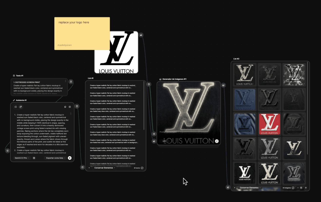 Freepik workflow canvas showing the full 20-effect system